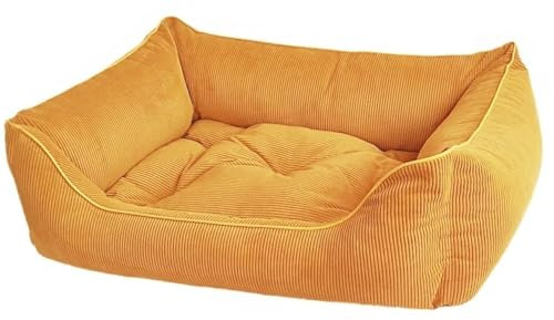 Dandy Dog Hundebett Relax Mustard - abziehbar Bezug und Füllung waschbar Kuschelig robuster Samtcord hochwertige Qualität Made in Germany - Größe XL