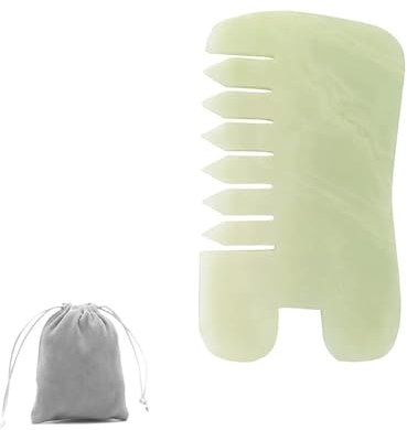 Bounabay gua sha Stone Jade Comb, gua sha Scraping Massage Tool Anti Aging Massager for Face/Body/Head…