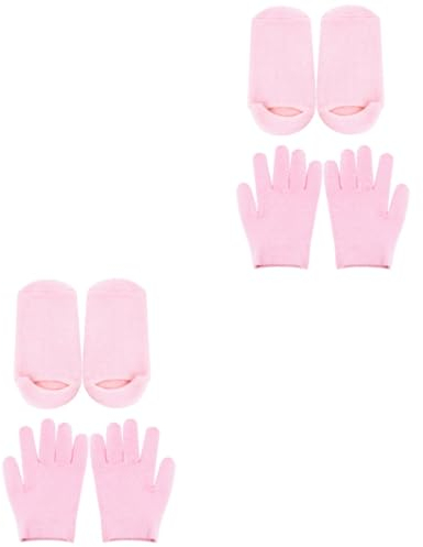 Beaupretty 4 Paare Baumwoll-handschuhe Socken Feuchtigkeitsspendende Handschuhe Aus Baumwolle Spa-handschuh Über Nacht Fußmaske Peeling-maske Schönheit Baumwolle Fräulein Anti Rissige Füße