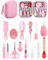 15pcs Trousse de Soin Bebe Kit Trousse de Toilette Bebe pour Prendre Soin kit de Soins pour bébé Professionnel Sans BPA Accessoires Bebe Naissance Fille pour Voyage Maison - Rose