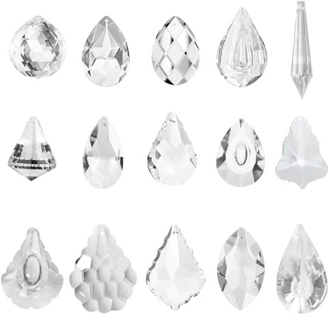 ARONRAVE Sonnenfänger Kristall, 15 Stück Kristalle zum aufhängen Kristalle Als Dekoration Bunte Kristall Regenbogen Kronleuchter Prisma Anhänger