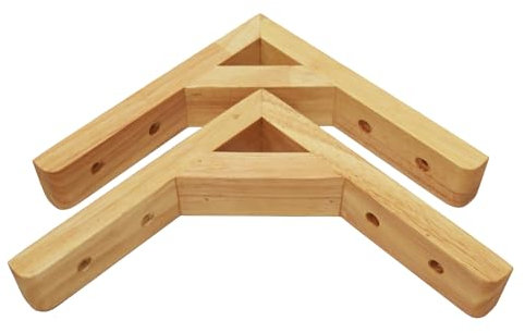 2 Stück Massivholz Regalhalterung Holzkonsole Wand-Winkel Regalträger Dreieck Wandkonsole Schwebende,Trennwand Tablarträger Halterung für Bücherregal,Mit Schrauben und Expansionsrohr (18cm)