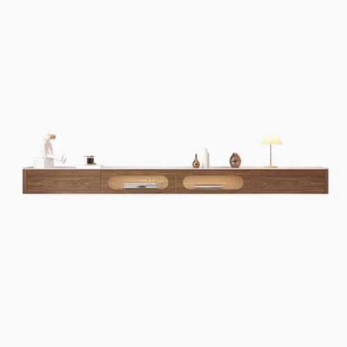 Mueble TV Flotante Soporte flotante moderno for TV, mueble de madera for TV montado en la pared con 2 cajones y tablero de pizarra, soportes flotantes for televisión con centro de entretenimiento LED