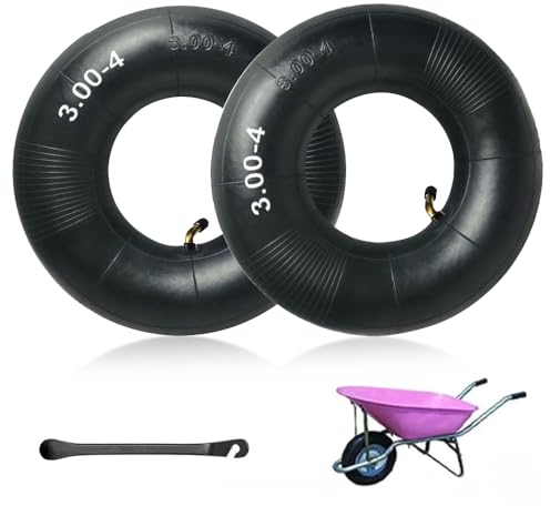 BNGXR Cámaras de Aire Ruedas Pequeñas,2 x 3.00-4 Tubo Interior Fuerte Capacidad de Carga,Caucho Negro,para Carro Sembradora Agrícola Carro de Herramientas,Llantas con Válvula Rueda,Carro de Mano