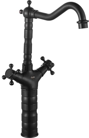 Rea Waschtischarmatur Rustico Old Black Wasserhahn Bad Badarmatur aus Messing Armatur für Waschbecken Badezimmer Mischbatterie Waschbecken Einhebel (Schwarz)