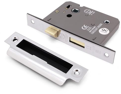 EAI Mortice Bathroom Lock | 74x57mm | Polished Chrome - Pack of 1