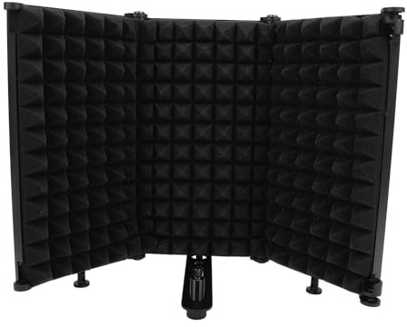 Bouclier D'isolation de Microphone, 3 Panneaux en Mousse EVA à L'intérieur, Réduction du Bruit, Protection de Micro D'enregistrement, Bouclier de Micro Pliable Réglable avec