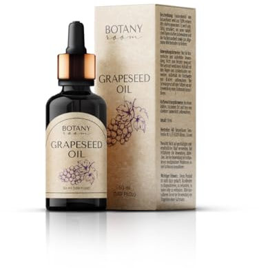Traubenkernöl Bio Hautöl 50ml - 100% rein, kaltgepresst - Pflege für Gesicht, Körper, Haare - für trockene und empfindliche Haut - in Premium Qualität BotanyRoom®