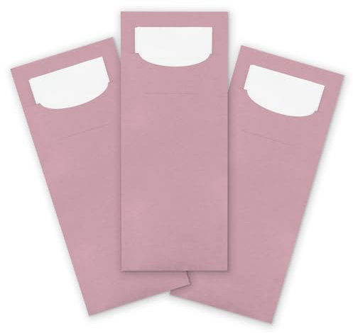 itenga 24x Bestecktasche aus Papier mit kleiner weißer Serviette Besteckserviette Pochette (rosa)