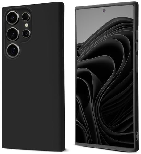 Moozy Lifestyle. Cover per Samsung s24 ultra, Custodia per s 24 ultra in Silicone Premium con Finitura Opaca e Fodera Morbida in Microfibra, custodia per s24 ultra, Nero