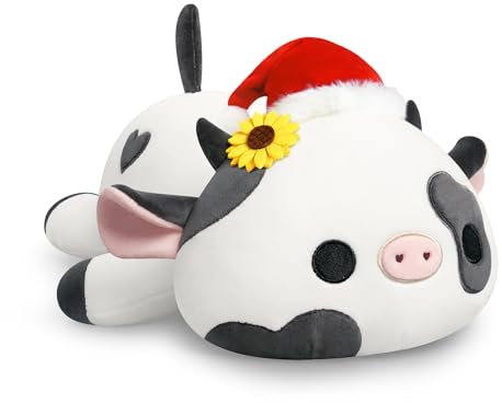 shownicer Peluche de vaca de peluche Kawaii, cojín de peluche de vaca lechera, regalo para niños y niñas a partir de 12 años (Navidad, 30 cm)