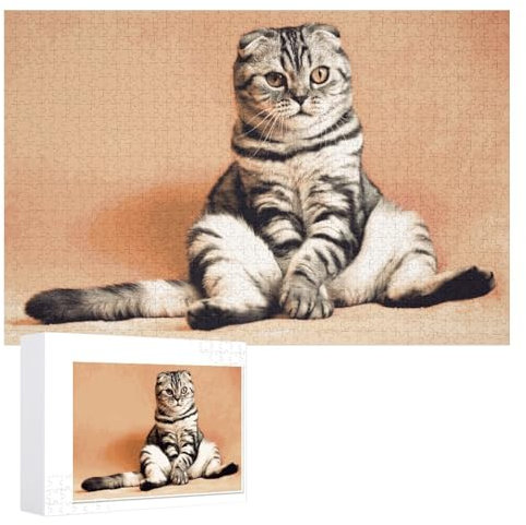 Hixingo Wooden Puzzle 1000 Pieces, 3D Cat Kitten Pattern Jigsaw Puzzles for Adults Kids, Jigsaw Puzzle Jigsaws Puzzles Challenging Puzzles Family Puzzle for Wall Decoration (Black Cat)