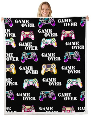 Loussiesd Gamer Decke 75x100cm Für Kinder Jungen Teens Kinder Gamepad Controller Kuscheldecke Gaming Zimmer Dekor Wohndecke Game Design Flanell Fleecedecke für Couch