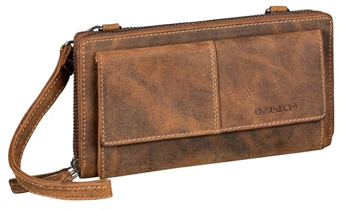 STILORD Violina Deluxe 3-in-1 Handytasche mit Geldbörse zum Umhängen Damen Leder Klein - Auch Als Handgelenktasche tragbar - Kleine Ledertasche Damen Echt-Leder Farbe:bergamo - braun