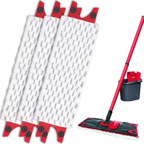 Yeria Vileda Ultramax, 3 pezzi di ricambio per scopa Vileda Mop, facile da fissare, per rimuovere le macchie sporche, rimuovere il pavimento
