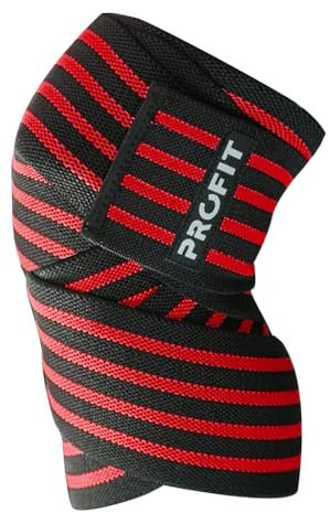 PROFIT - Rodillera en Cinta y Vendaje de Compresión para Entrenamiento - Soporte y Protección elástica para Gym y Fitness - Talla única - Rojo