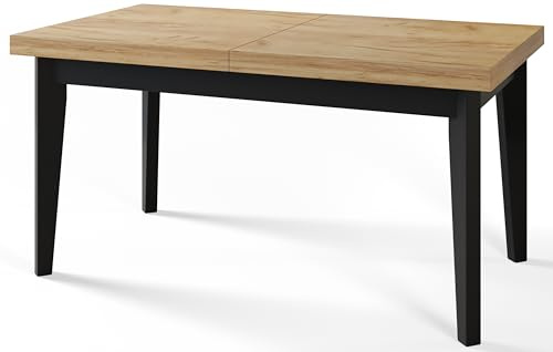Ausziehbarer Esszimmertisch 300x100x78cm, Craft, Schwarze Holzbeine | Rechteckiger Tisch Skandi, Wohnzimmertisch