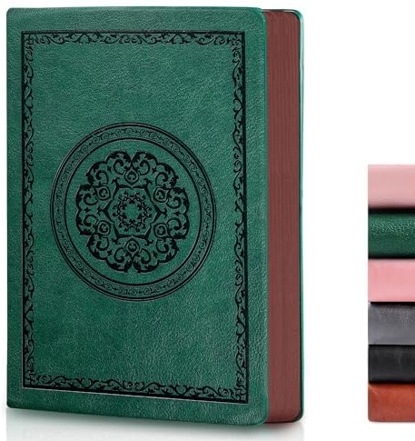 NATTHSWE Notizbuch A5 Liniert mit 300 Seiten & Softcover - 80g/m² Papier für Büro, Schule, Studium, Haushalt | Planungstagebuch, Business-Schreibbuch (DunkelGrün)