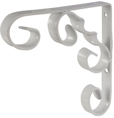 Dekton Gedrehte Schmiedeeisen Scroll Regalhalterung, pulverbeschichtet, 20,3 x 20,3 cm, robuste Metallkonstruktion, elegantes Schnörkel-Design, rostbeständige Pulverbeschichtung, unterstützt Regale