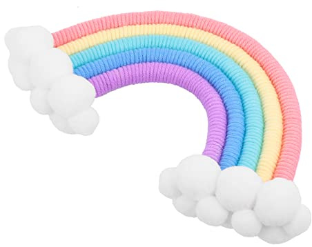 Handgewebter Regenbogenwolken Anhänger aus Wolle und Baumwolle
