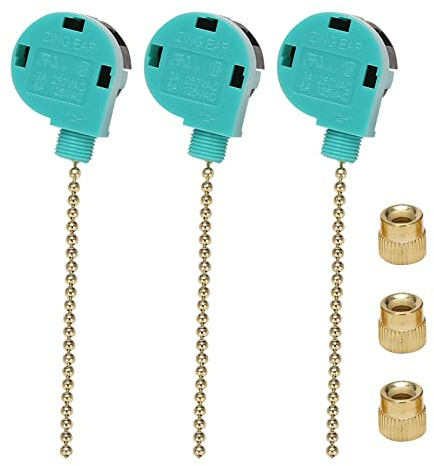 Asyduey 3 Pack Decken Ventilator Schalter Schalter Drehzahl Regelung für Decken Ventilator Leuchte, Wand Leuchten, Schrank Leuchte A ZE-268S6