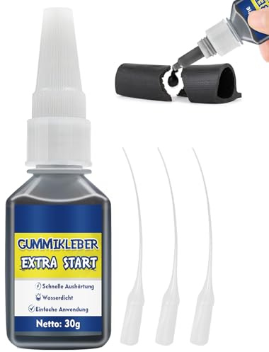 Erigathe Colla in gomma extra forte, impermeabile, 30 g, colla per pneumatici con punta anti-essiccazione, forte adesivo per gomma, pneumatici, scarpe, cinture e altri prodotti in gomma