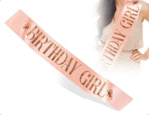 AOYEGIC Geburtstag Schärpe,Birthday Girl Schärpe,verwendet für Frau Mädchen Dekorationen,Zuhause,Fotorequisiten, Souvenirs,Party,Bühnenauftritt(Rose Gold)