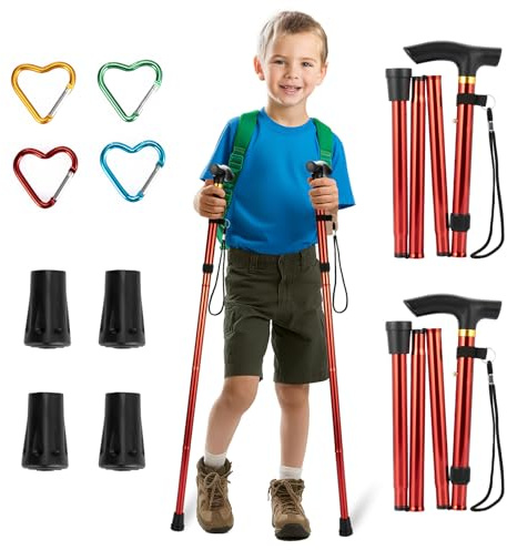 Kids Hiking Poles Lightweight Adjustable Trekking Sticks Collapsible | lightweight adjustable hiking poles, collapsible trekking sticks, anti-shock design, cork grip handles, outdoor