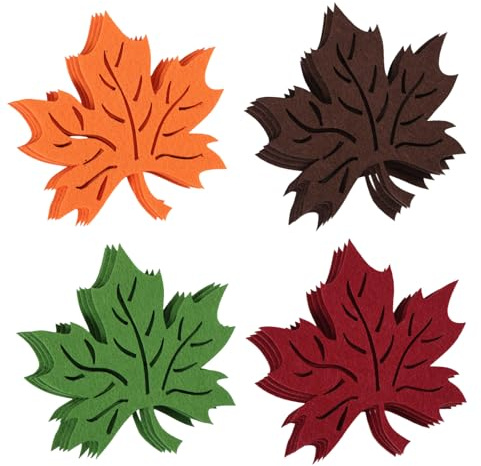 16 Stück Ahornblatt-Untersetzer, Filz Getränkeuntersetzer Wärmeisolierung rutschfest Tisch Kaffeetassen-Tischsets Untersetzer für Thanksgiving Herbst Heimküche Esstisch Dekor (4 Farben)