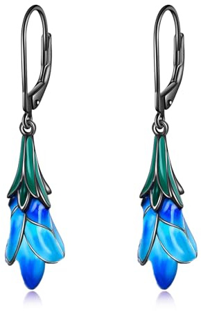 YFN Tulpen Ohrringe für Frauen Silber purpur, violett Tulpen Ohrringe für Mädchen Leverback (blue)