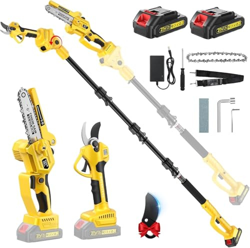 4 en 1 Tronconneuse à Batterie&Secateur Electrique avec Perche Télescopique
