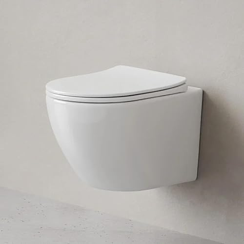X-Joy S Wand-WC mit Sitz, FlashClean, Tiefspülung, spülrandloses Hänge-WC mit Toilettendeckel