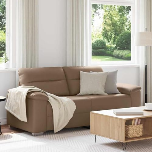 HETFTJN 2-Sitzer Sofa 182x81x84 cm Cappuccino Kunstleder Modernes Zweisitz Ecksofa mit Holz-Metallgestell Bequeme Rückenlehne Breite Armlehnen für Living Room Office und Gästezimmer
