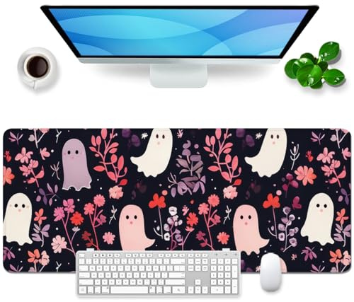 Tapis de souris Kawaii XL Grand Tapis de souris Gaming Fleur Tapis de bureau Mignon Tapis de bureau Fournitures de bureau Tapis de souris mignon pour femmes Esprit doux Sous-main de bureau 80x30 cm