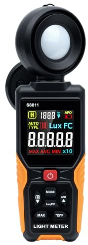 Mcbazel Digital Light Meter with HD Color Screen, 270° Rotatable Head & Fast 8X/s Sampling – High-Precision Illuminance Meter (200,000 Lux/FC) for LED Grow Lights, Plants, Photography & Lumen Testing