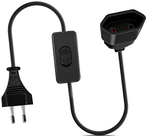 Eurostecker Verlängerung mit Schalter, 3m 2,5 A 250 V, Verlängerungskabel 0,75mm², Lampenkabel mit Schalter, Euro Netzkabel Stromkabel, Kabel für Haushaltsgeräte TV PC Lampe Monitor Schwarz