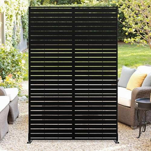 Towallmark Sichtschutzwand Metall freistehend, 183 x 119 cm, Dekorativer Sichtschutz für Garten, Terrasse & Balkon, Outdoor Paravent Trennwand