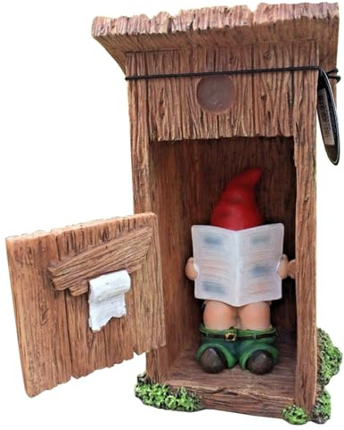 Licsaliwe Statue de GNOME drôle en résine, décor de Toilettes pour Lecture journaux, pour pelouse intérieure et extérieure