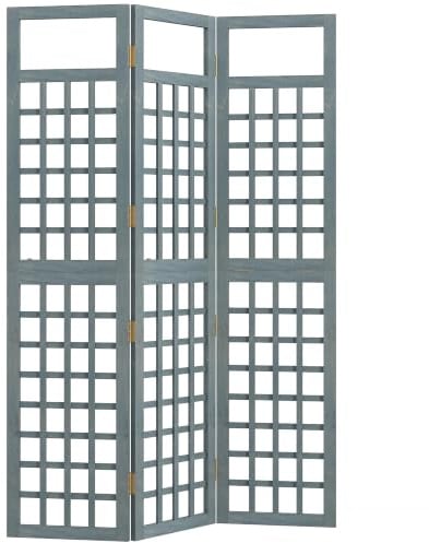 Outsunny 3-Panel Garden Privacy Screen, Freestanding Foldable Wooden Outdoor Divider/Trellis, Decorative Privacy Screen for Garden Patio, 120 x 170 cm, Grey