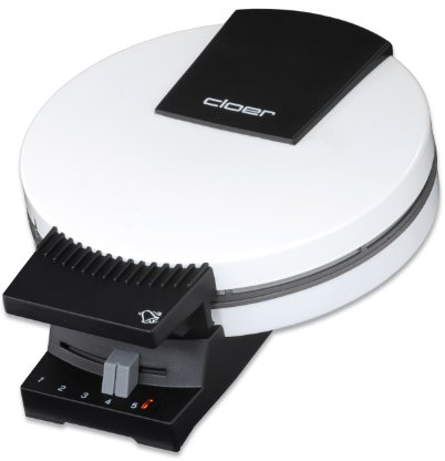 Cloer 281 Hörncheneisen für hauchdünne, knusprige Hörnchen, 800 W, Backfläche 15 cm Durchmesser, schwere Backplatten, stufenlos wählbarer Bräunungsgrad, Signalton, Metall, Weiß
