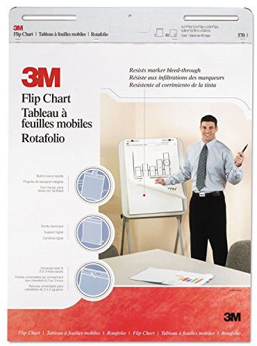 3M Flip Charts, 25x30, White, 40 Sheets/Pad, 2 Pads/Carton MMM570