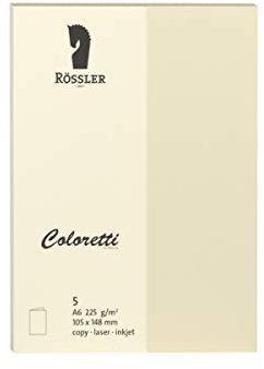 Rössler 220706512 - Coloretti Karten, 220 g/m², DIN A6 hd, creme, 5 Stück