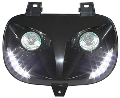 DOUBLE OPTIQUE REPLAY RR8 POUR MBK 50 BOOSTER 1999>2003-YAMAHA 50 BWS 1999>2003 NOIR AVEC LEDS BLANCHES **