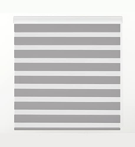 Zebra Textil SANSA Doppelrollo mit dekorativer Kassette, Polyester, Grau, 125 x 175 cm