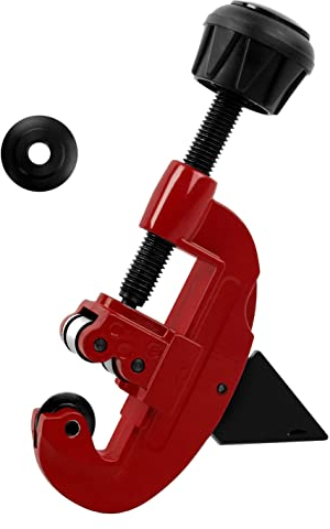 HAUTMEC Copper Pipe Cutter Tool 3-30mm(1/8 to 1-1/8), Heavy Duty Tube Cutter with an Extra Blade and Deburrer, Pipe Cutters for Aluminum, Copper, PVC, Thin Stainless Steel Tube PL7261702