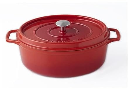 Invicta cocotte Ovale - 27 cm - Rouge Rubis - Fonte émaillée - Tous Feux Dont Induction