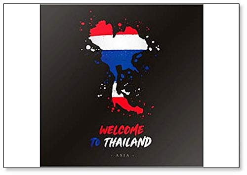 Willkommen in Thailand. Kühlschrankmagnet, Motiv Flagge und Landkarte