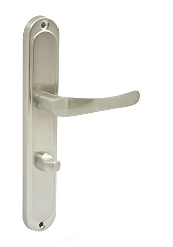 domino Türgriff 78 Drückergarnitur WC - Badezimmer Set Links & Rechts Türbeschlag für WC/Badezimmertüren L-Form Türbeschläge aus Aluminium Silber Türdrückergarnitur NOVA M9