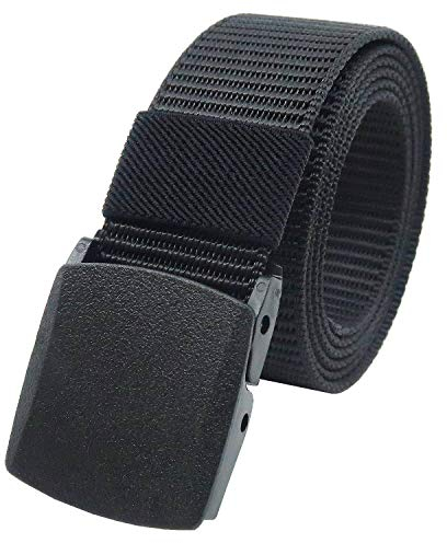 YEHMAN Unisex Gürtel Nylon Belt militärisches Design, mit Kunststoff Schnalle Automatischer Taktischer Gurtel Outdoor Sportarten Stufenlos Verstellbarer Länge 120 cm Breite ca. 3.8 cm - Schwarz