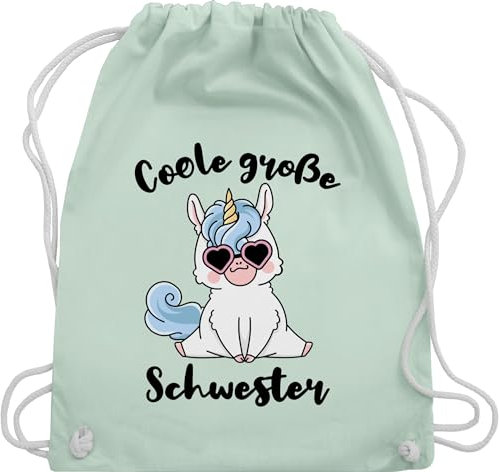 Turnbeutel Rucksack - Taschen - Coole große Schwester mit Einhorn - Unisize - Pastell Grün - grose geschenke geschenk grosse schwestern beutel geschwisterkinder big sister stoffrucksack sis